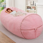 6' Bean Bag Chair, Soft Faux Fur , Pink