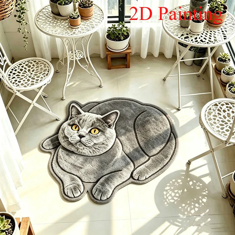 Grey Cat Pattern Rug
