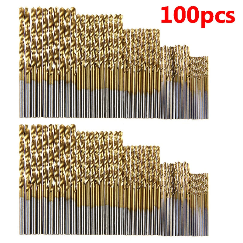 100/50Pcs Titanium Coated Drill Bits