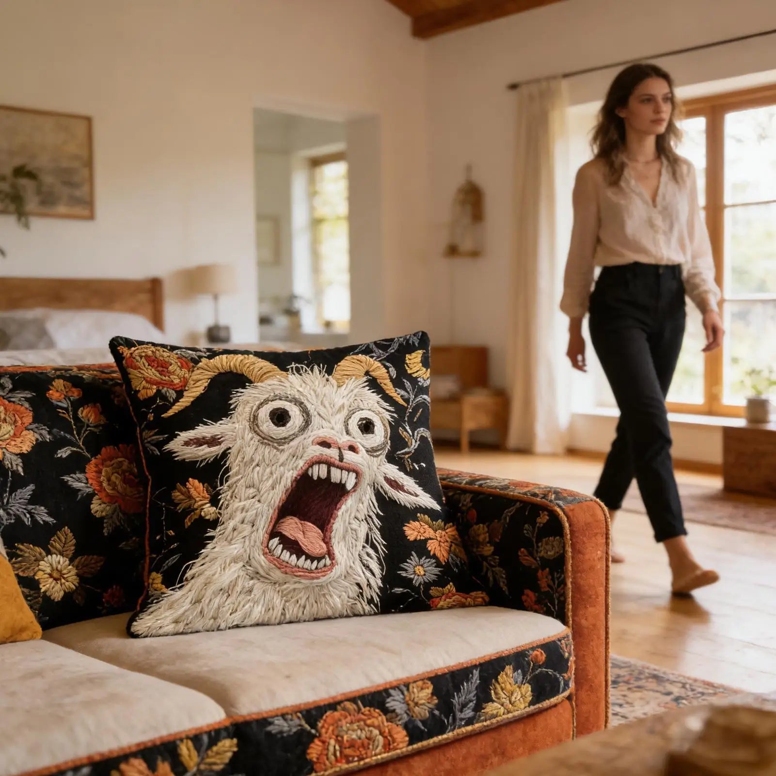 Screaming Goat Pillow Cover