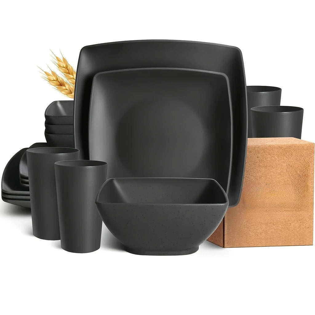 16/32Pcs Plastic Dinnerware Set