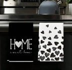 2Pcs Black Heart-Shaped Kitchen Towels
