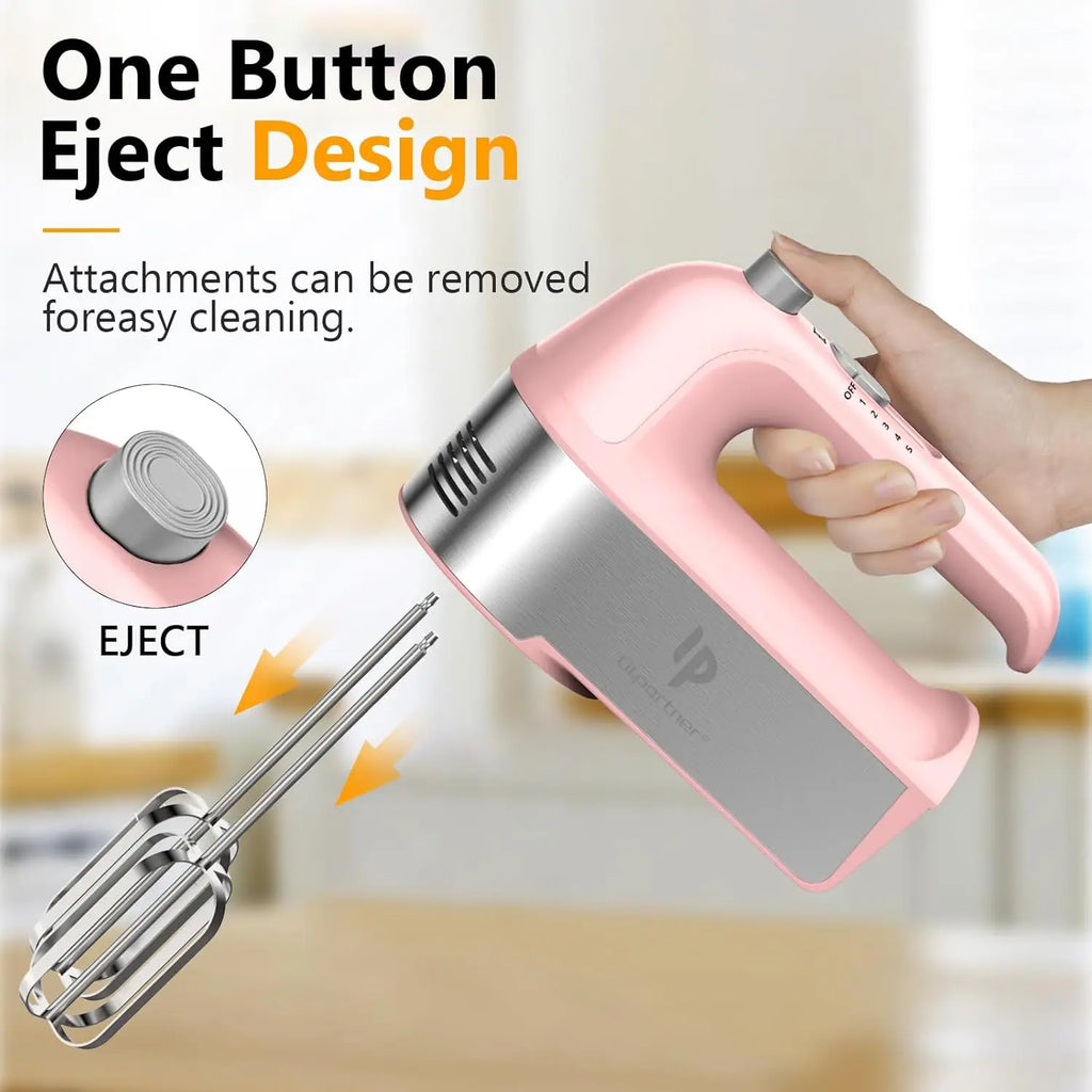 450W Electric Hand Mixer, Scale Cup, Pink