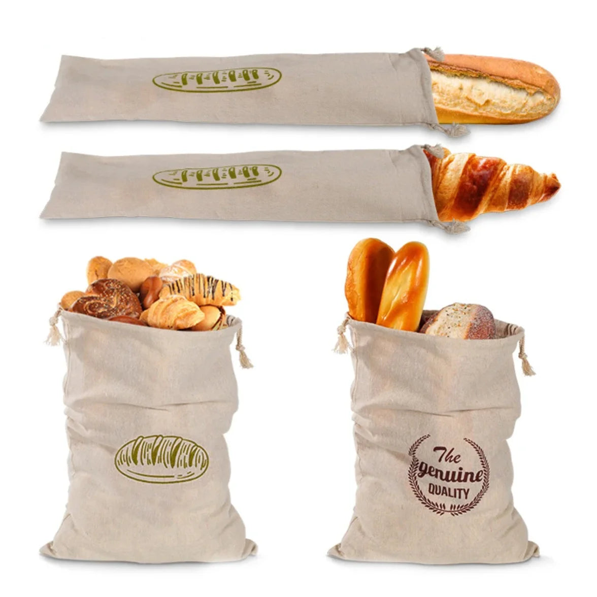 Linen Bread Bags/ Reusable, Drawstring