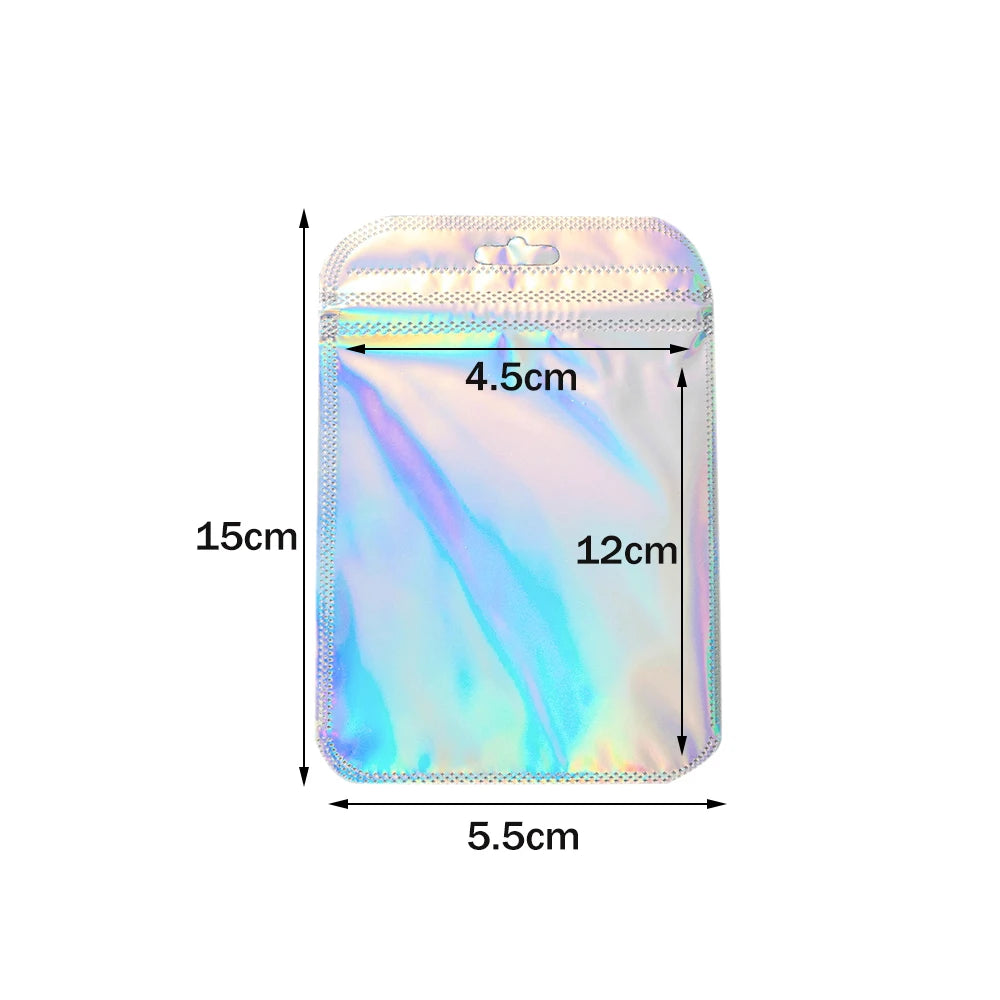50pcs Holographic Zipper Small Food Storage