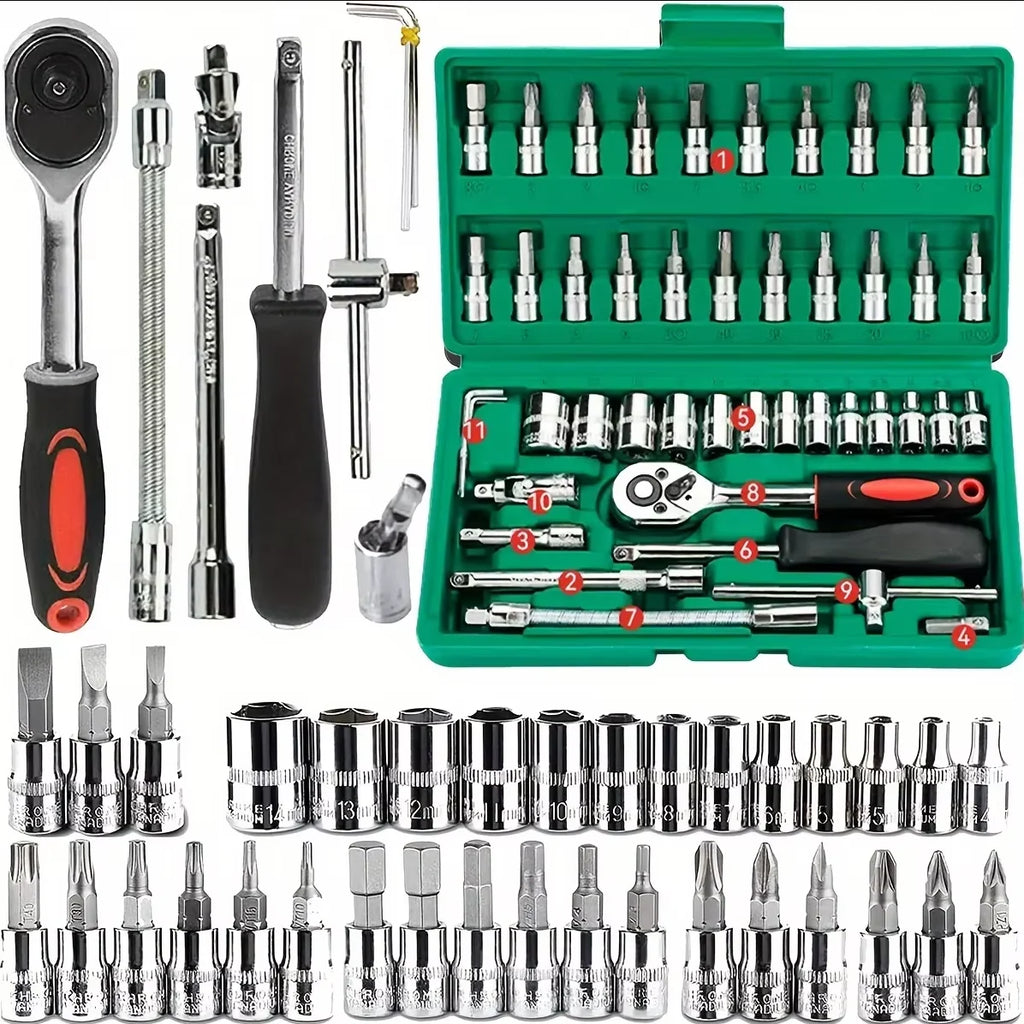 46Pcs  Mechanic Bit Socket Set