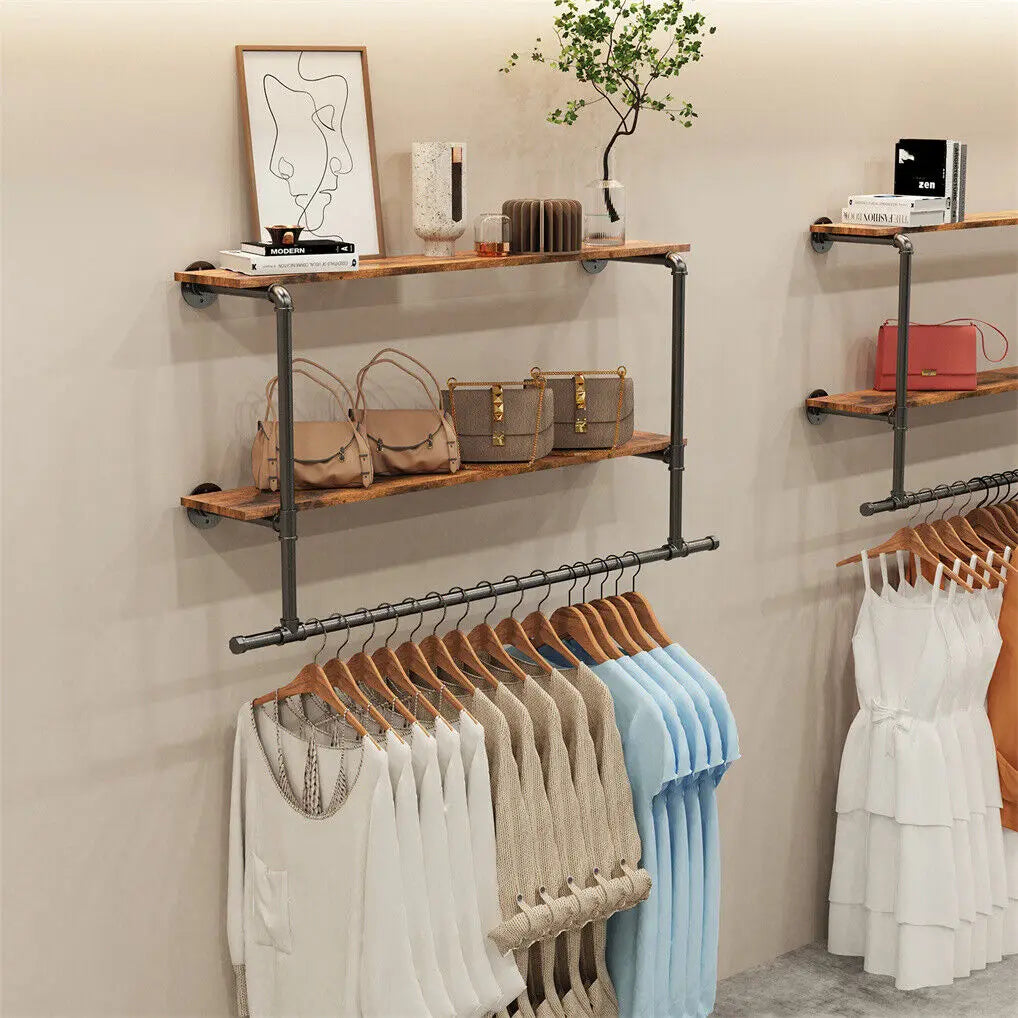 Detachable Wall Mounted Clothes Rack Black Iron