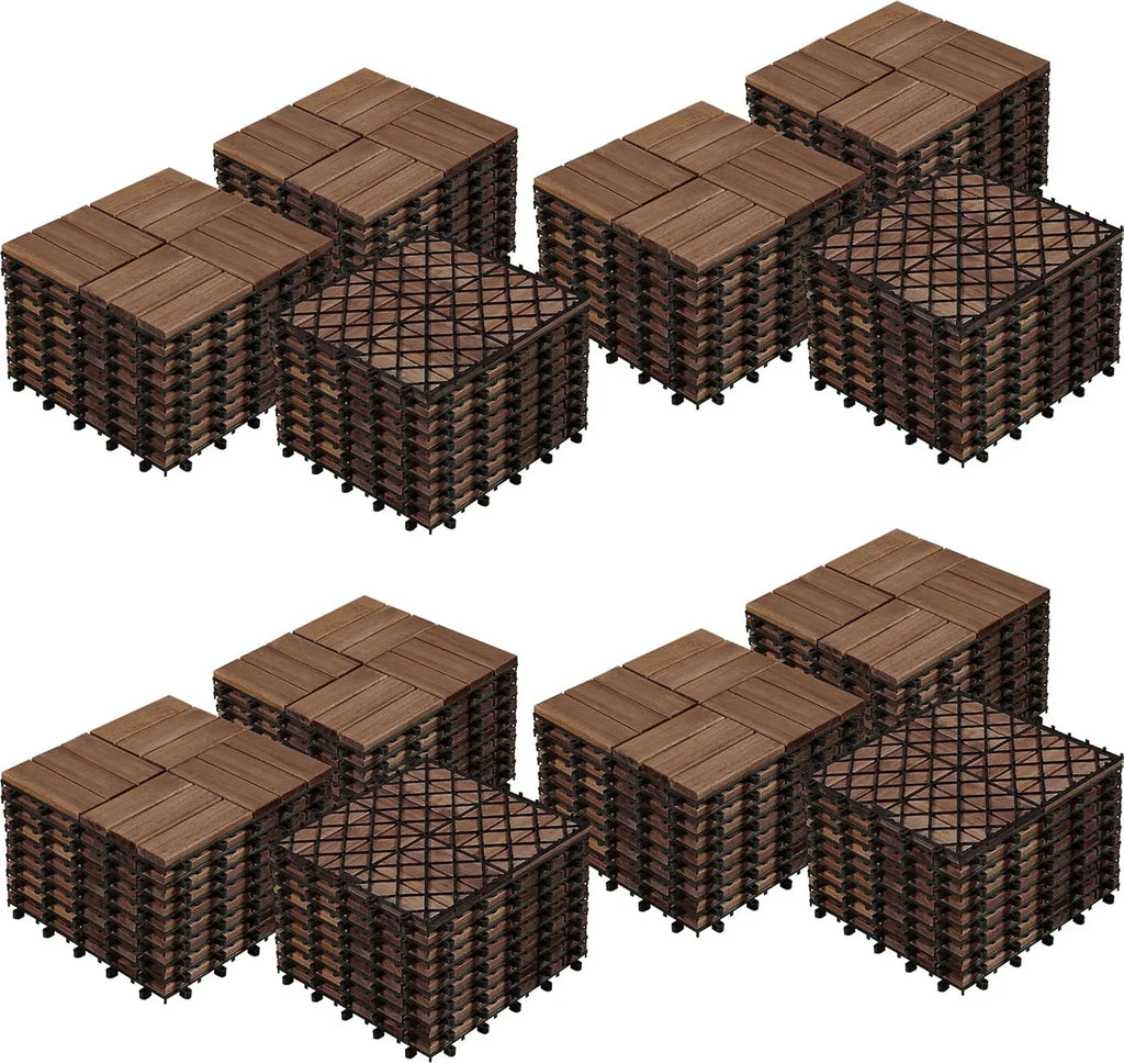 108pcs Hardwood Interlocking Patio Deck Tiles