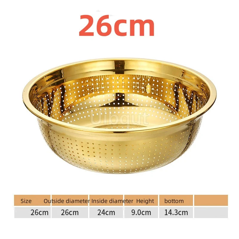 Round Golden Stainless Steel Colander
