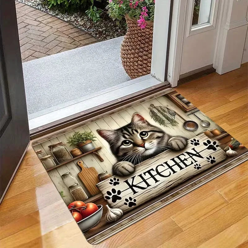 Adorable Cat Doormat/ Non-Slip