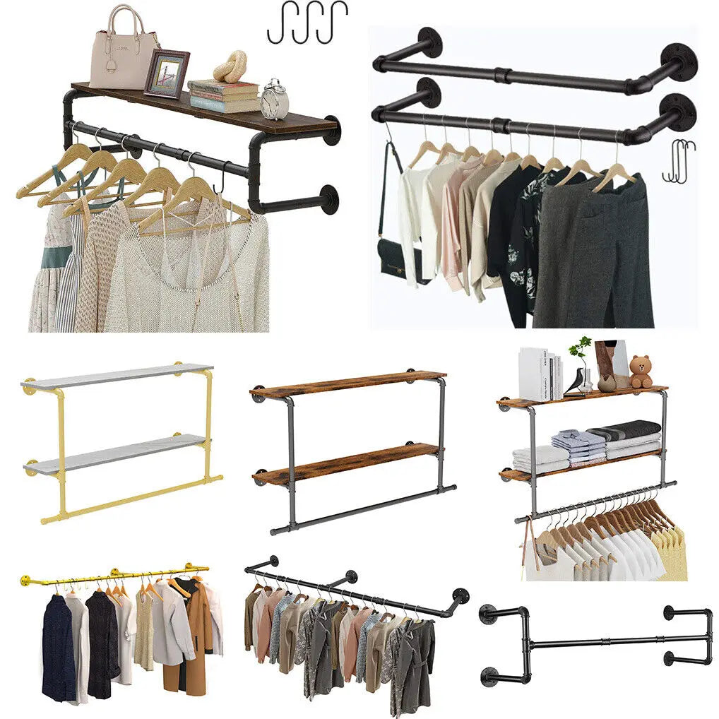 Detachable Wall Mounted Clothes Rack Black Iron