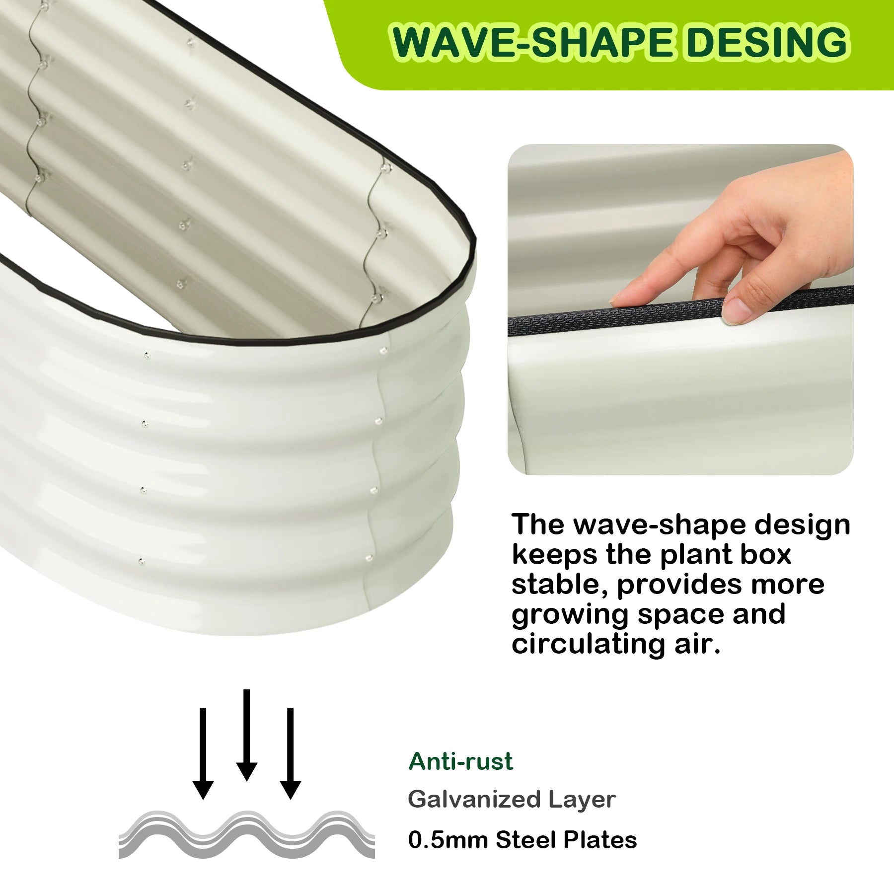 2- 4.5x2x1ft Oval Raised Garden Bed, Galvanized