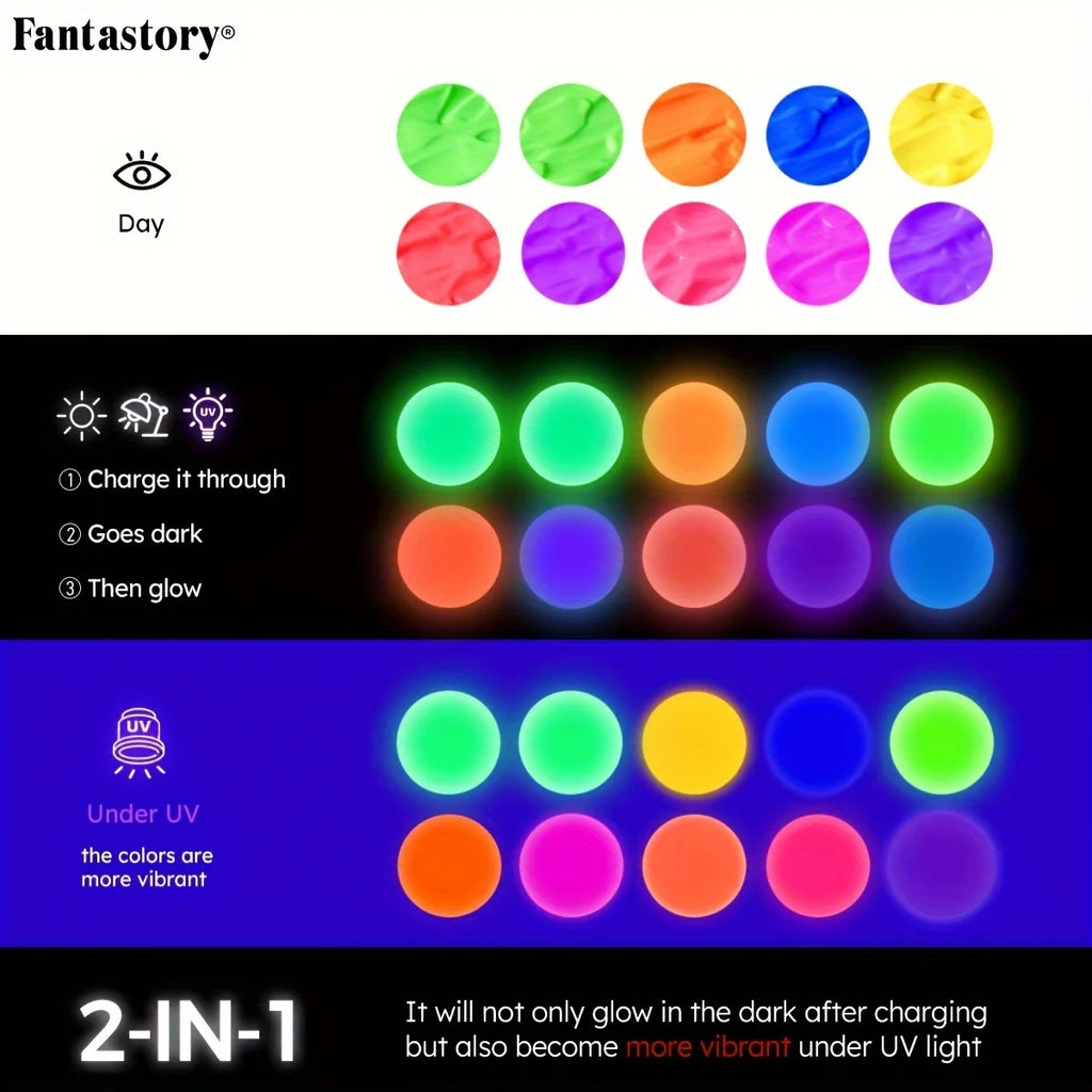 Acrylic Paint Set, 10 Neon / Glow in the Dark