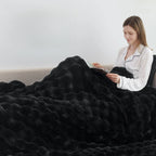 1pc Weighted 6 lbs Faux Rabbit Blanket