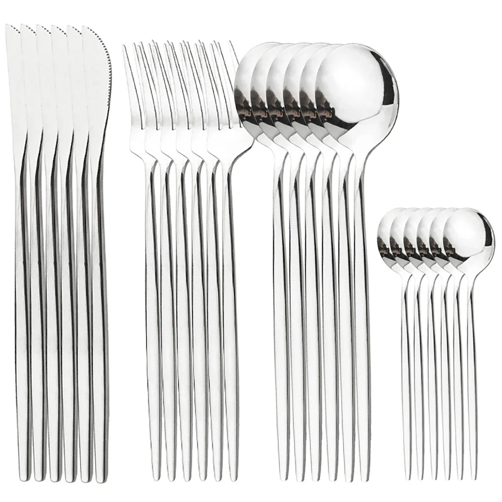 24pcs Stainless Steel Tableware Set