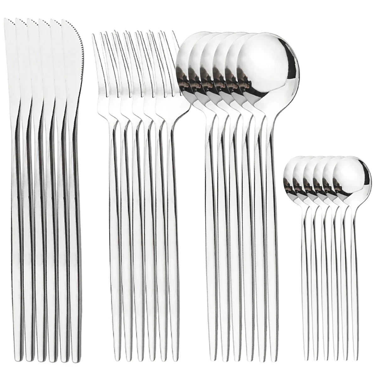 24pcs Stainless Steel Tableware Set