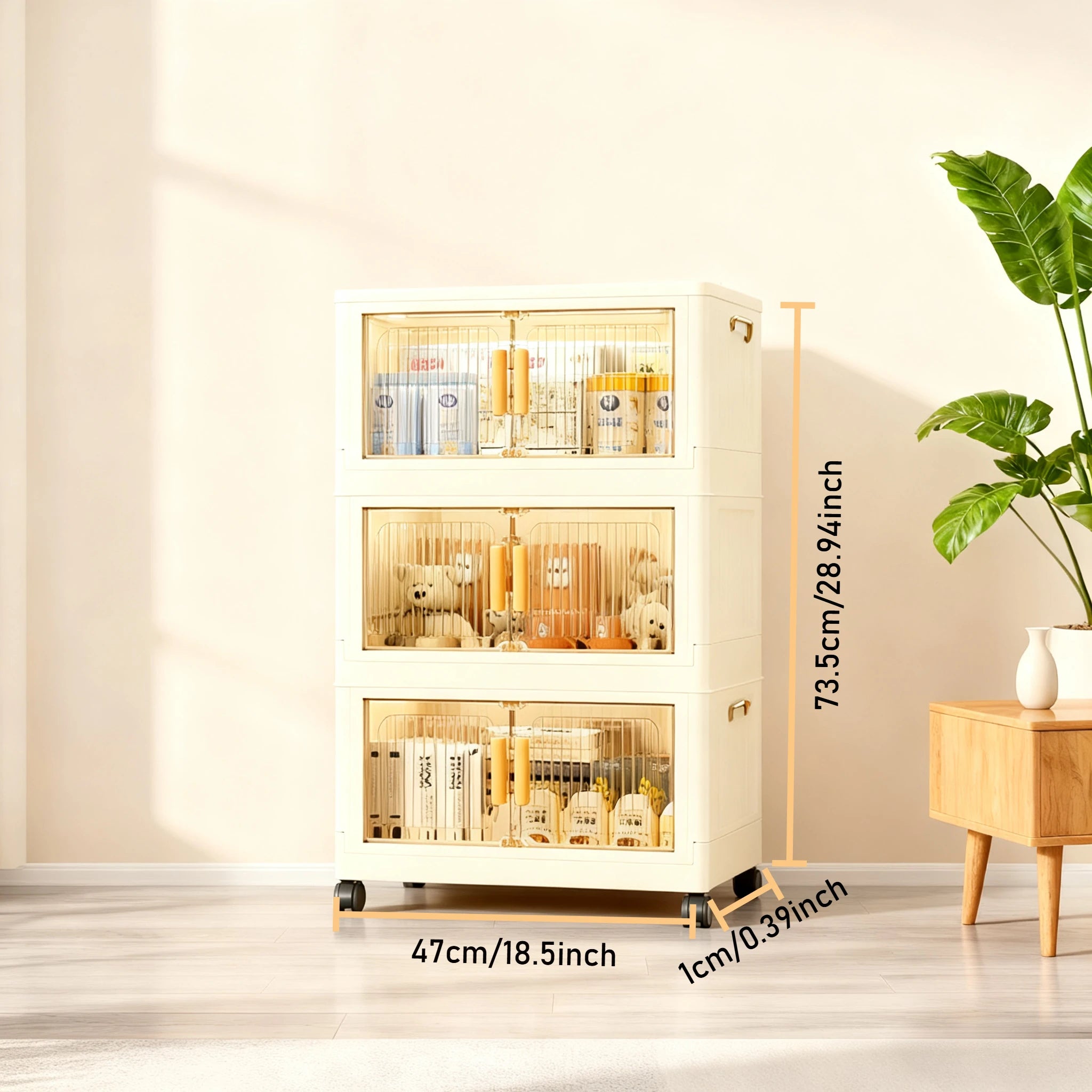 3/4/5-Tier Foldable Cabinet - Plastic Lidded Storage Box