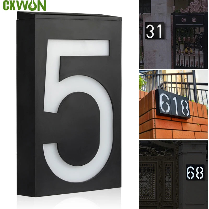 Solar Lights Black House Number