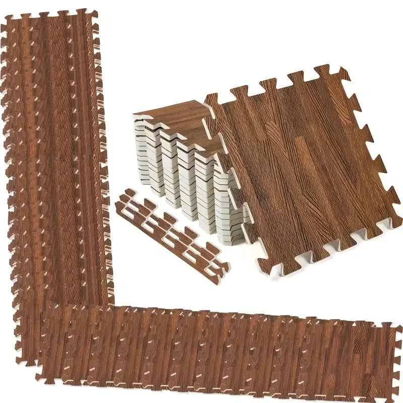 36 Pcs Wood Style Puzzle Interlocking Foam Tiles