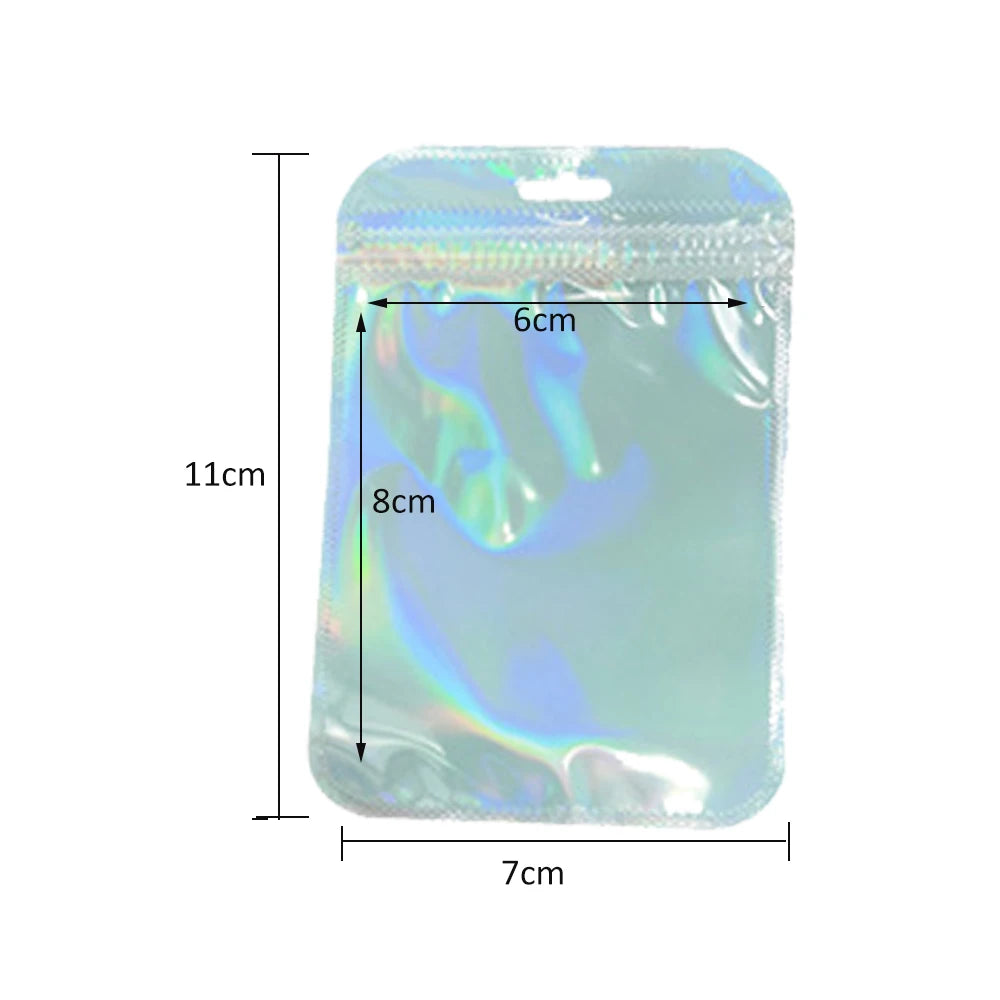 50pcs Holographic Zipper Small Food Storage