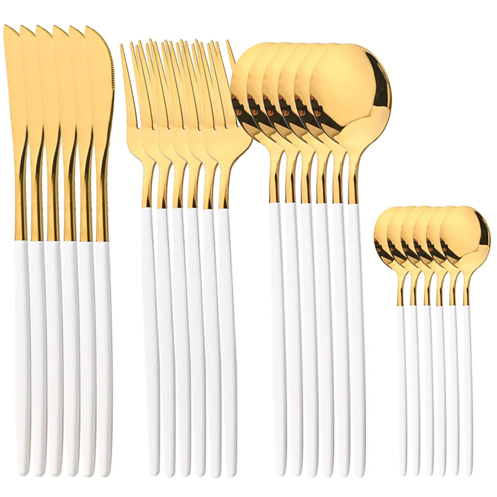 24pcs Stainless Steel Tableware Set