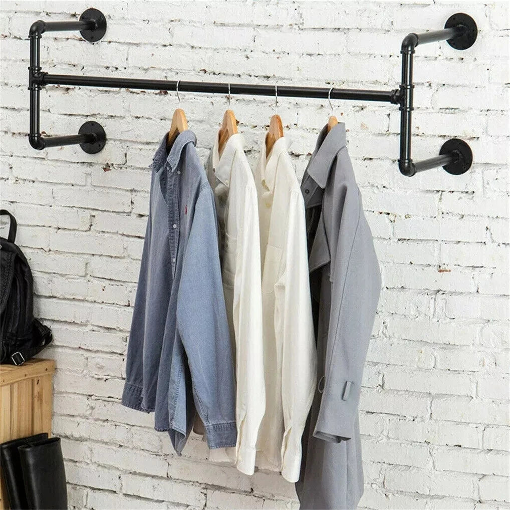 Detachable Wall Mounted Clothes Rack Black Iron