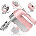 450W Electric Hand Mixer, Scale Cup, Pink