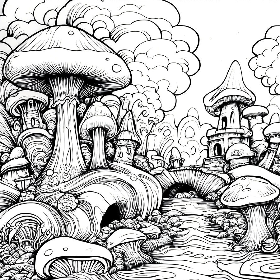Mushroom World Coloring Book