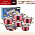 12PCS Stainless Steel Colored Cookware Set