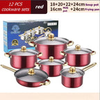 12PCS Stainless Steel Colored Cookware Set