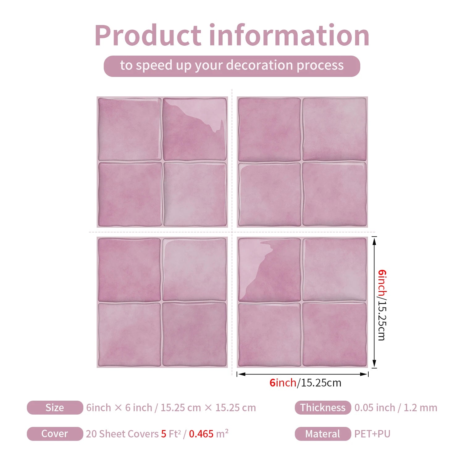 Pink Wall, Self-Adhesive Tile