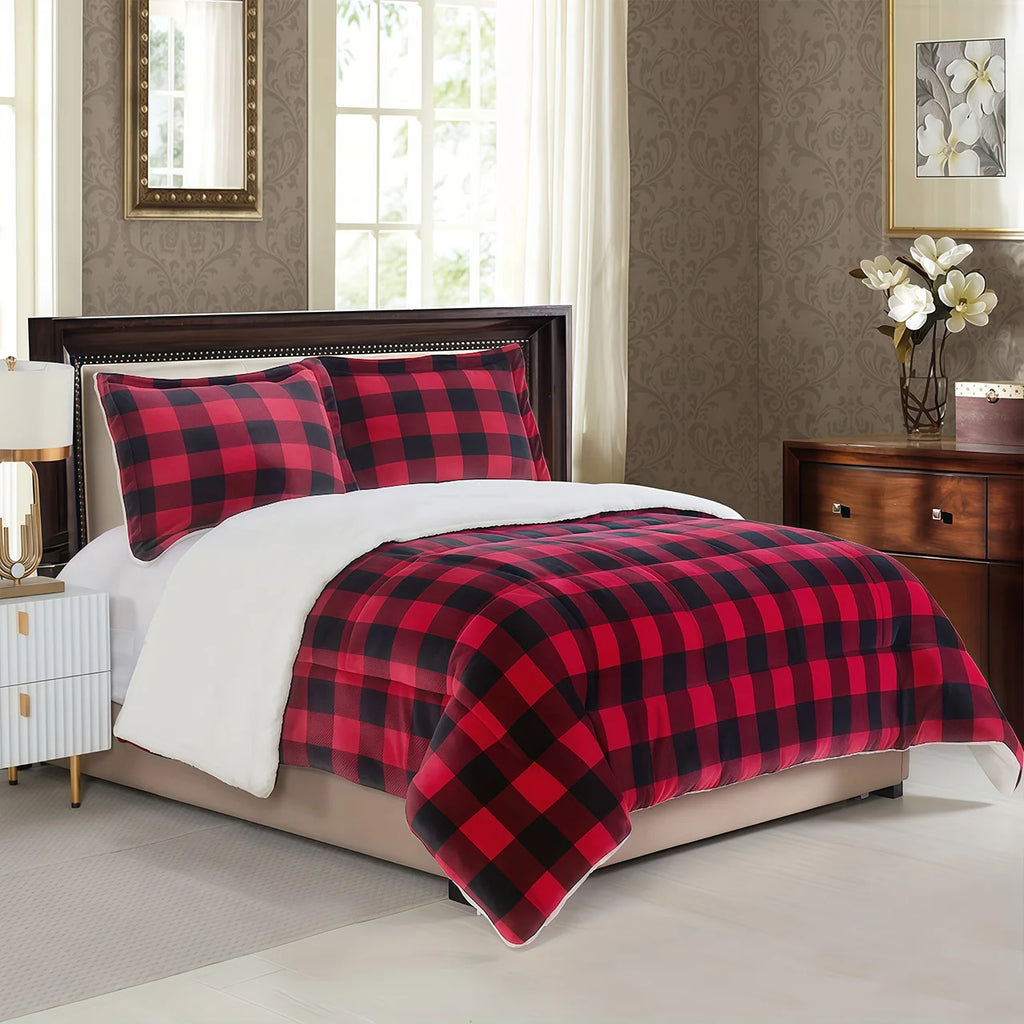 1pc Sherpa Plaid Blanket