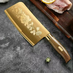 Gold Rose Pattern Kitchen Knife