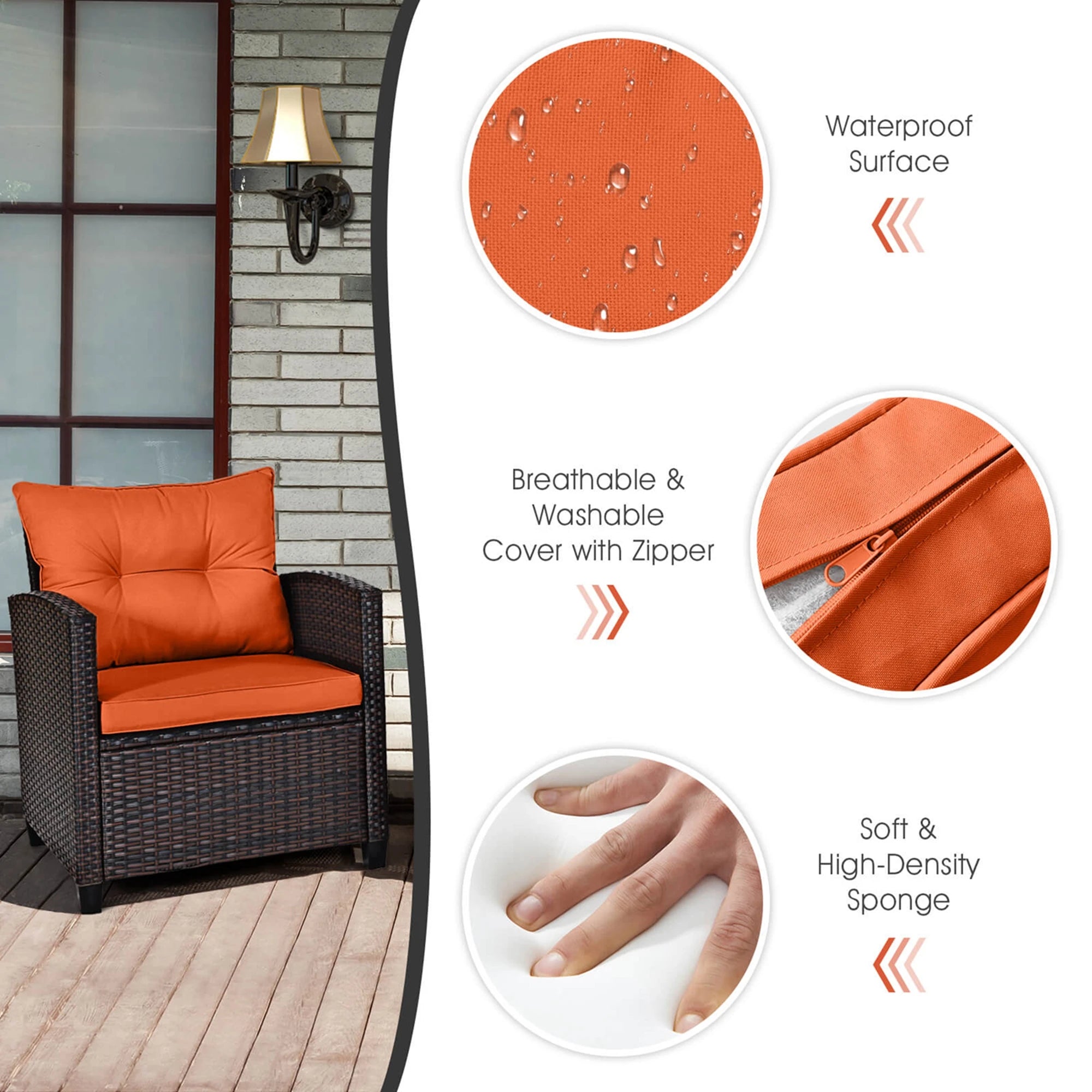 3 PC Patio Rattan Set