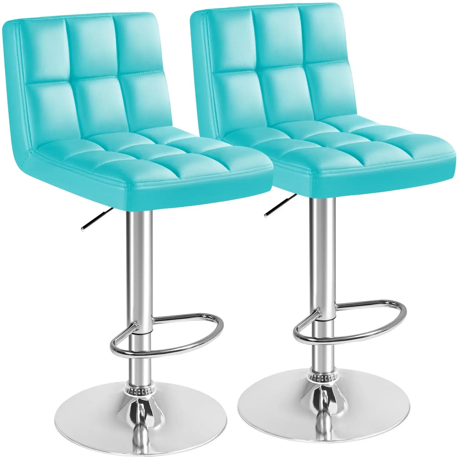 Modern Leather Swivel Bar Stools (2)