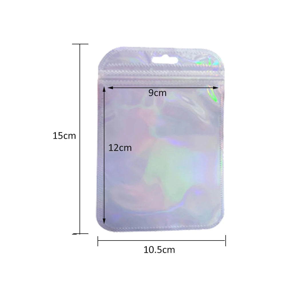 50pcs Holographic Zipper Small Food Storage