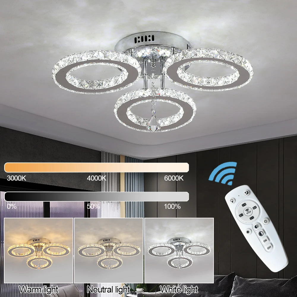 Crystal Led  Remote Control Modern Chandelier