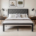 HOOMIC Metal Bed Frame Upholstered  Headboard