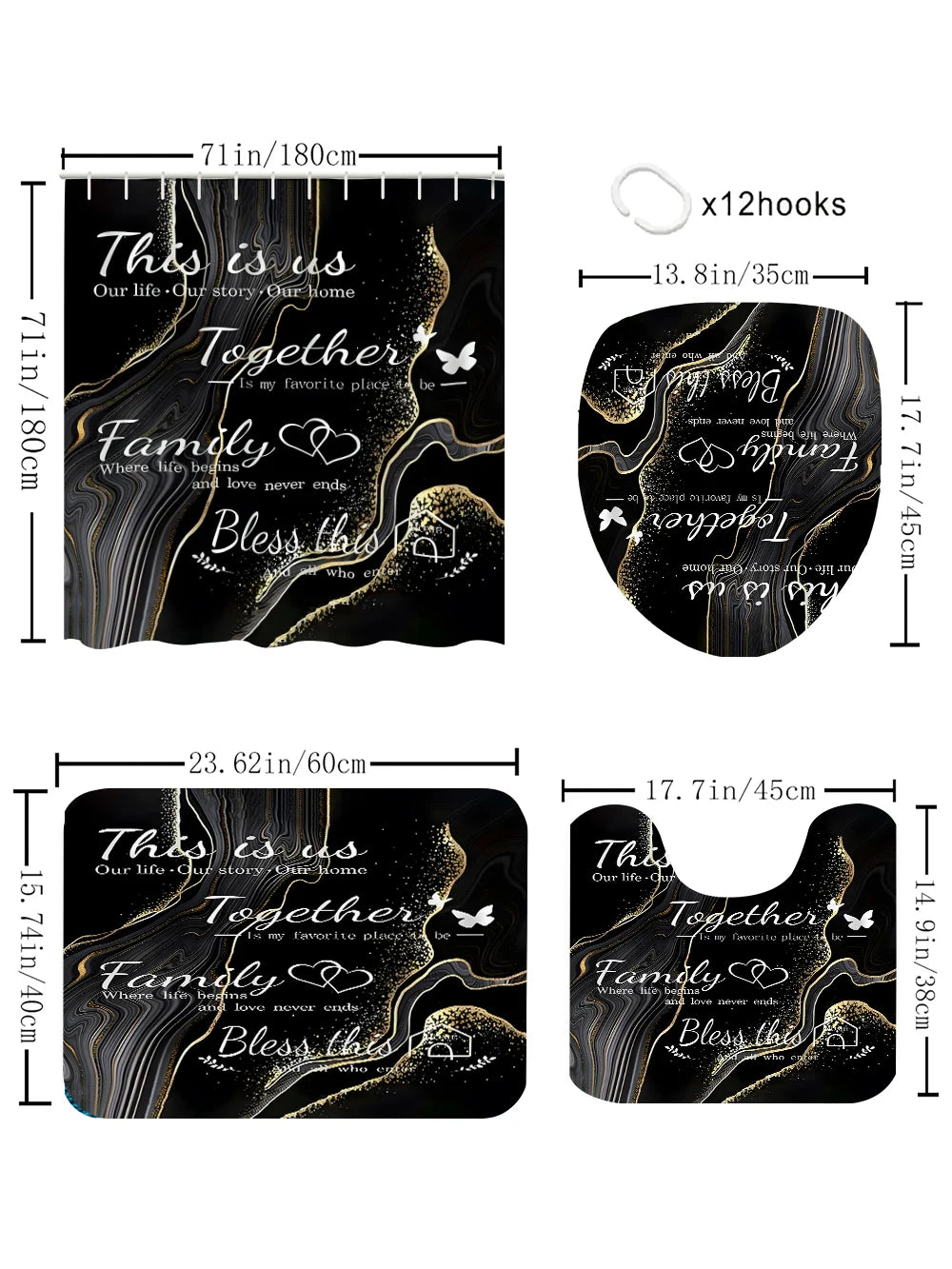 Four-piece Shower Curtain Set