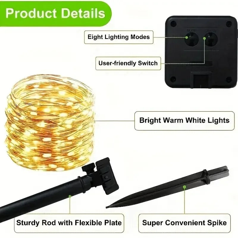 Solar Garden Lights String Lights, 8 Modes
