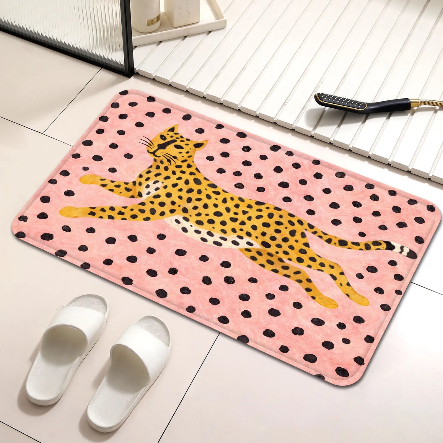 3pcs Leopard Print Bathroom Mat