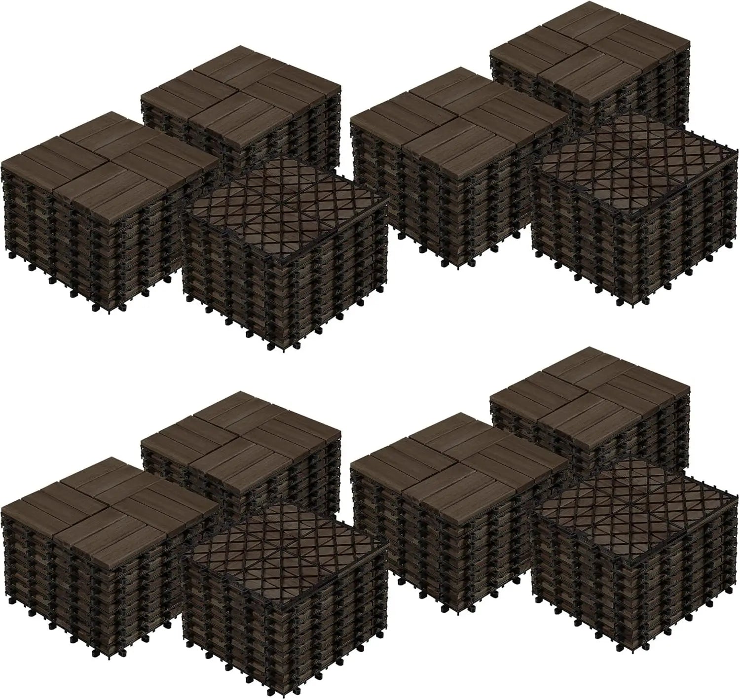 108pcs Hardwood Interlocking Patio Deck Tiles