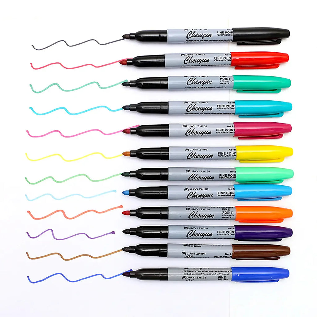 12colors Fine Point Permanent Markers