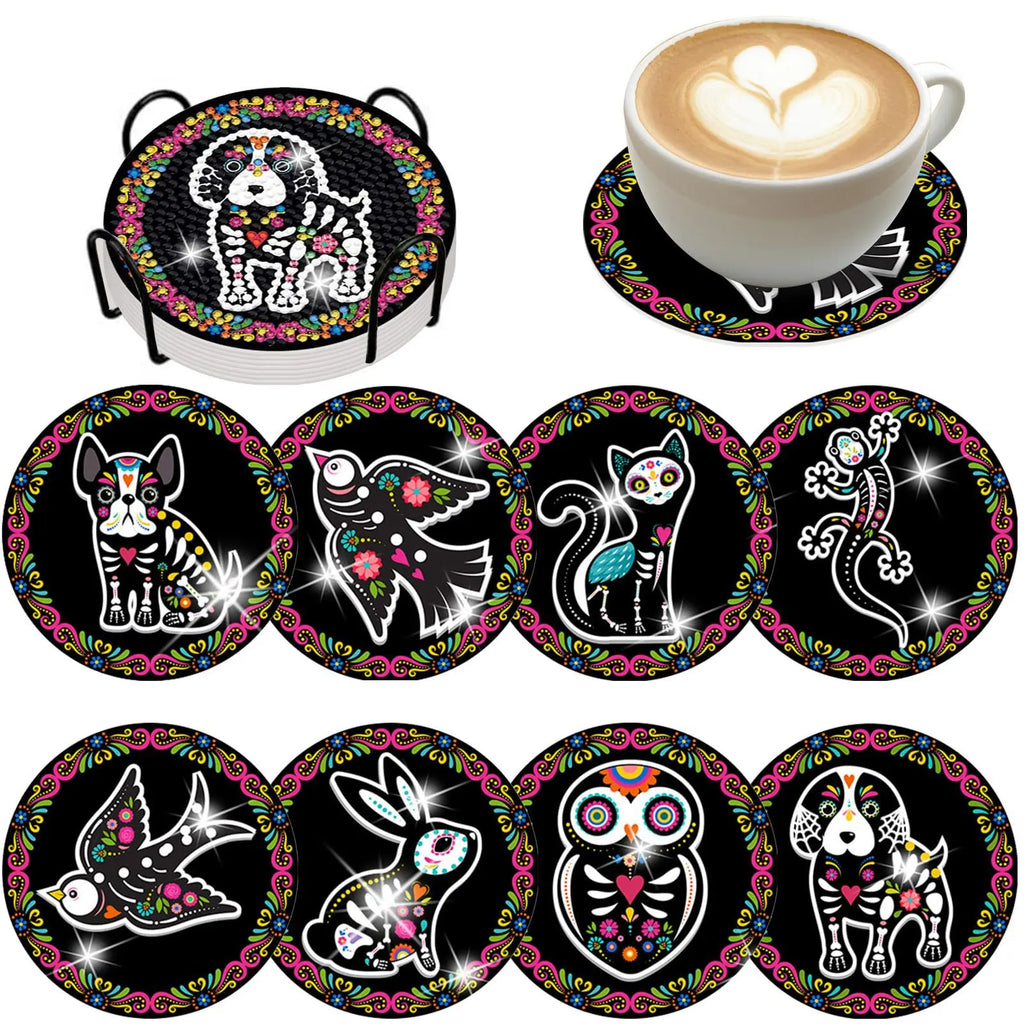 8pcs Diamond Coasters/ Holder Kits