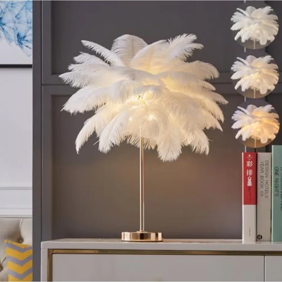 Ostrich Feather Lamp, 3-Color Modes