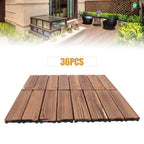36 Pack Hardwood Patio Wood  12" × 12" Interlocking Patio Tiles