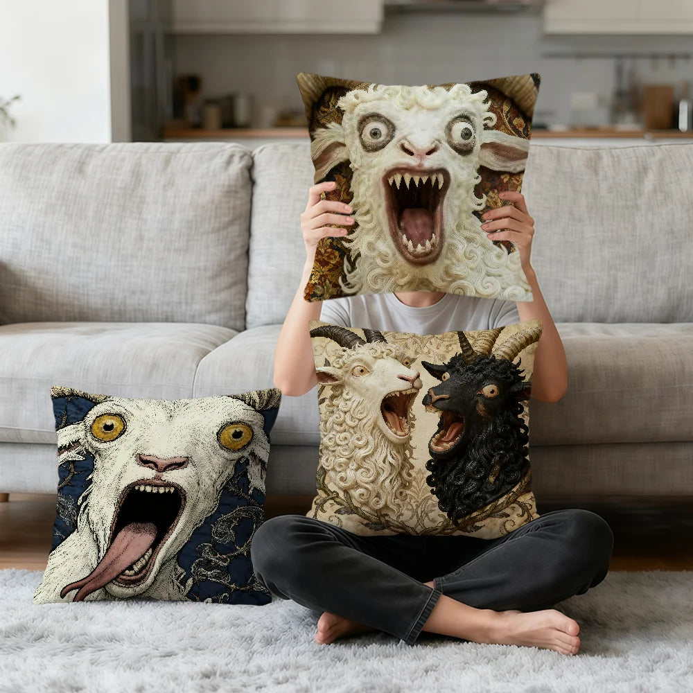 Screaming Goat Pillow Cover