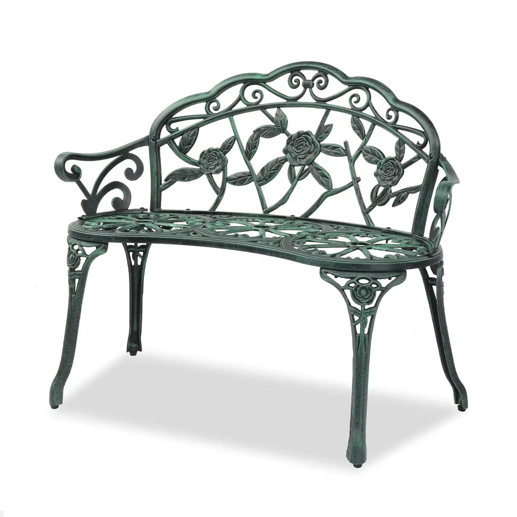 Outdoor Metal Rose Bench, 2-Person