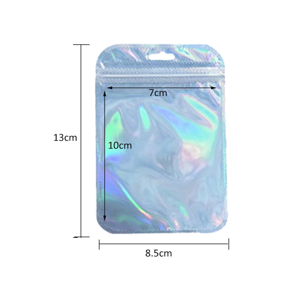 50pcs Holographic Zipper Small Food Storage