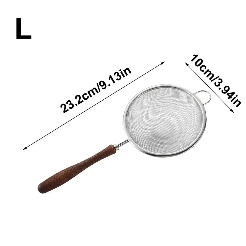 Mesh Strainer Filter Spoon with Wooden Handle